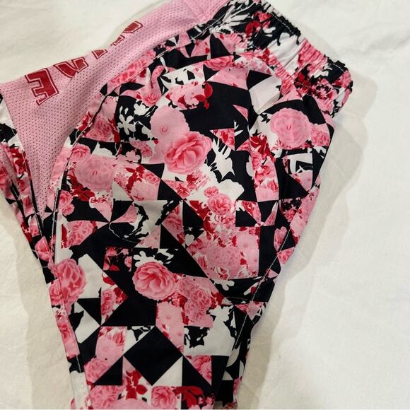 Nike Girls Pink Floral Running Shorts sz S Pink and Black - Picture 14 of 16